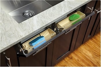 Sink front tip out trays
