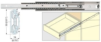 22"/550Mm Heavy Duty Stainless Steel Drawer Slide, 53 Mm, 188Lb. 