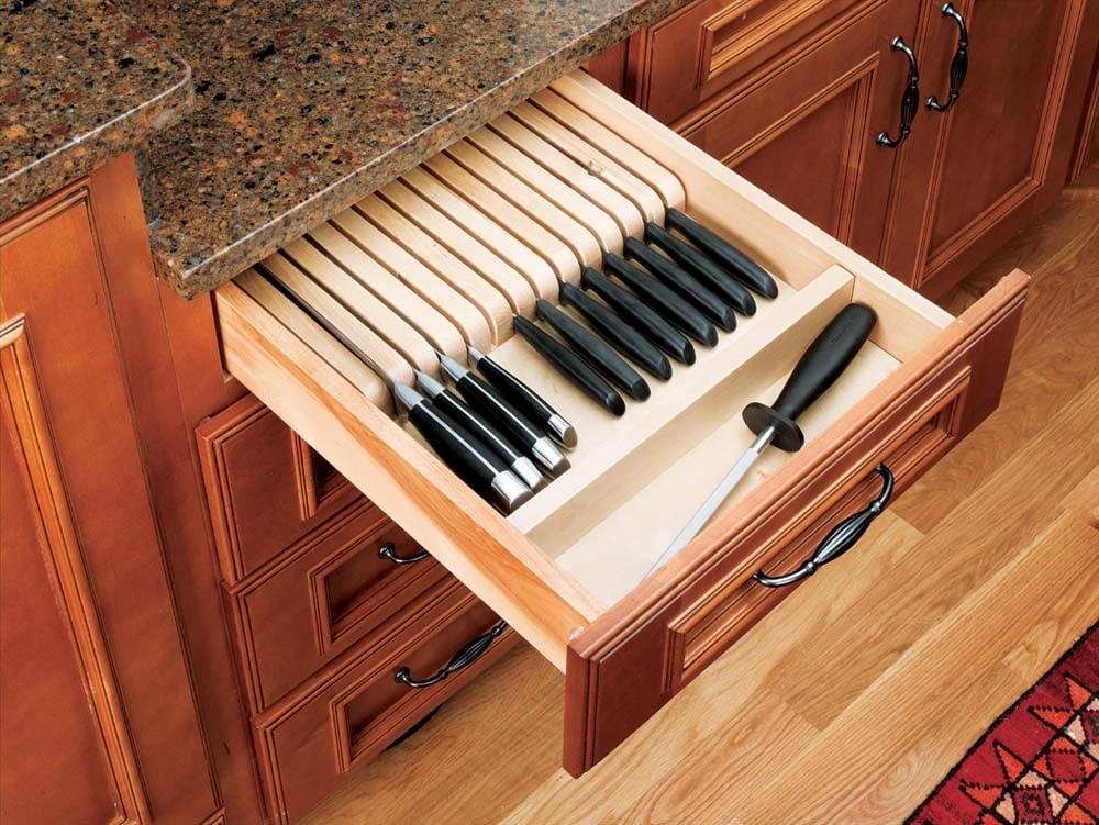 Wood Knife Block Drawer Insert With Dividers 4wkb 1
