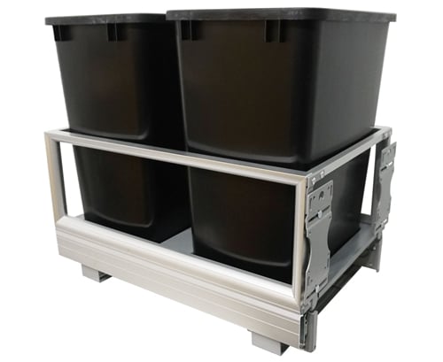 Rev-A-Shelf 5149-18DM-217-BLACK, Double 35 Quart Pull-Out Waste Container,Black