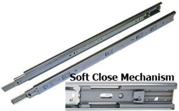 20" Soft Close Drawer Slides, Full Extension, Zinc, 100 lb