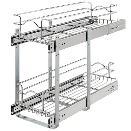 Double Pull Out Chrome Wire Shelf, 9 Inch Deep Wire Shelving