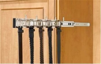 Satin Nickel Belt Rack, 14 inch, 9 hooks, side mount