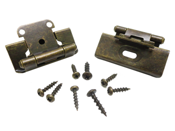 Semi-Concealed Frame Hinge 2 Polished Brass 1/2" Overlay Cabinet Hinges 