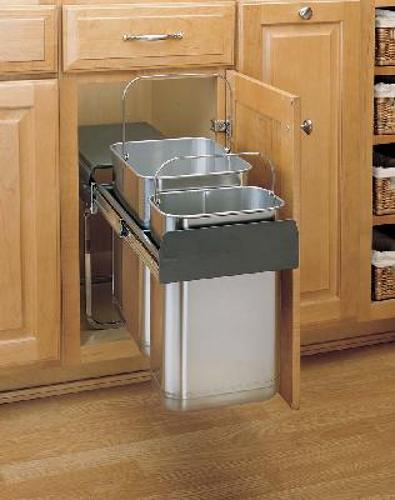 Kitchen In Cabinet Under Sink Pull Slide Out Trash Can Waste Container with Lid 