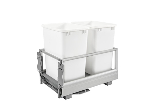 Rev-A-Shelf 5149-18DM-217, Double 35 Quart Pull-Out Waste Container, Metallic Silver