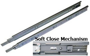 20&quot; Soft Close Drawer Slides, Full Extension, Zinc, 100 lb
