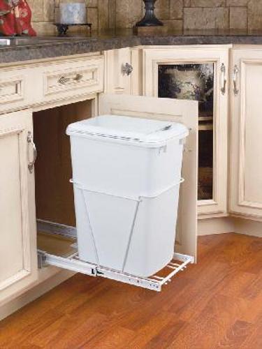 Rev-A-Shelf, RV-12PB-LE, 35 Quart Pull-Out Container, Full Extension,White