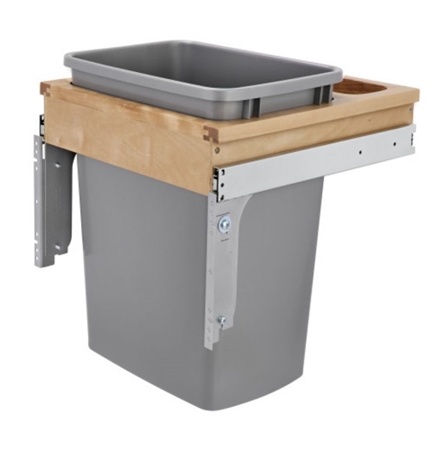 Single 35 Qt. Top Mount-Wood Reduced Depth-Waste Container Silver